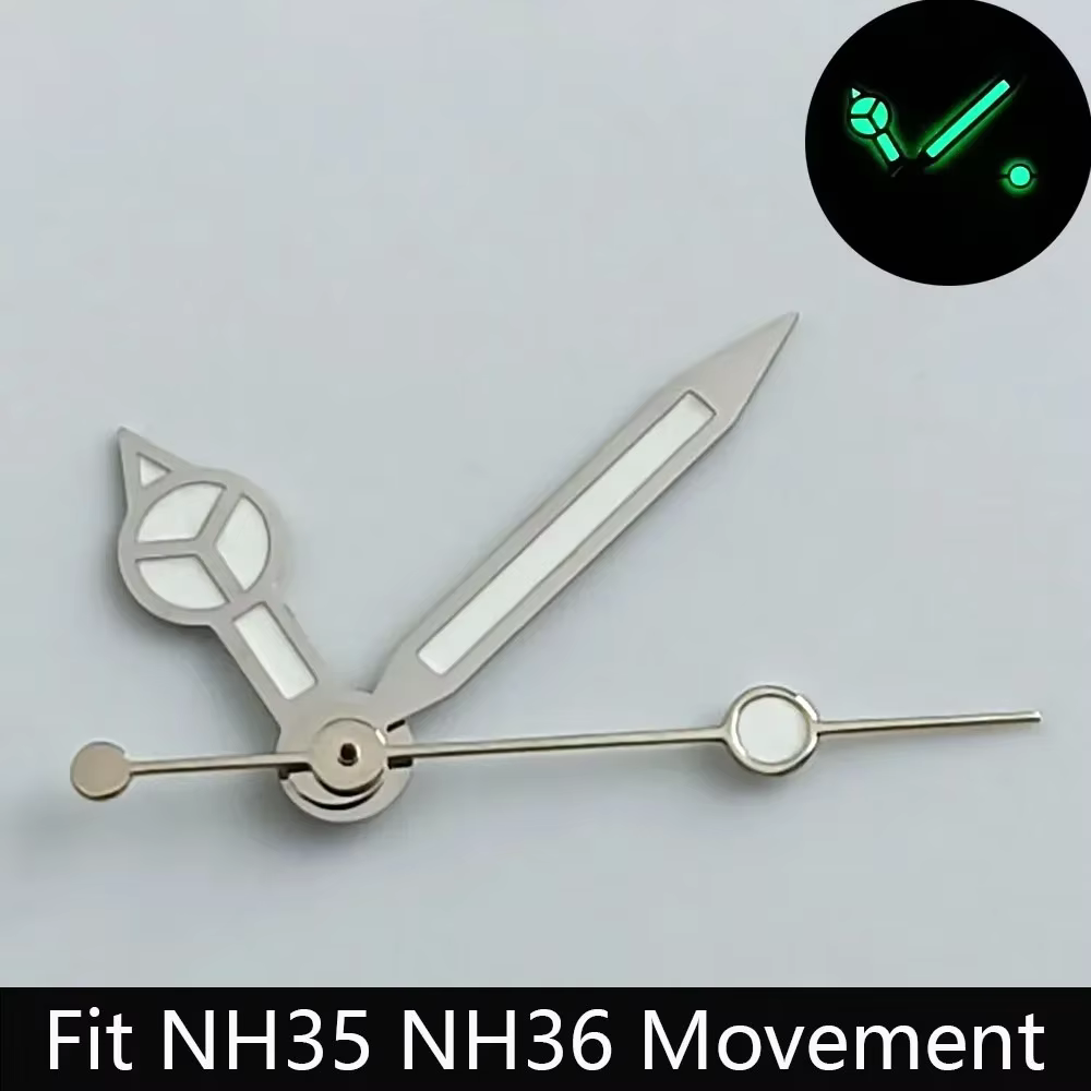 Aiguilles de montre de haute qualité, bleu-vert/vert luminescent, adaptées aux mouvements N H35 NH36
