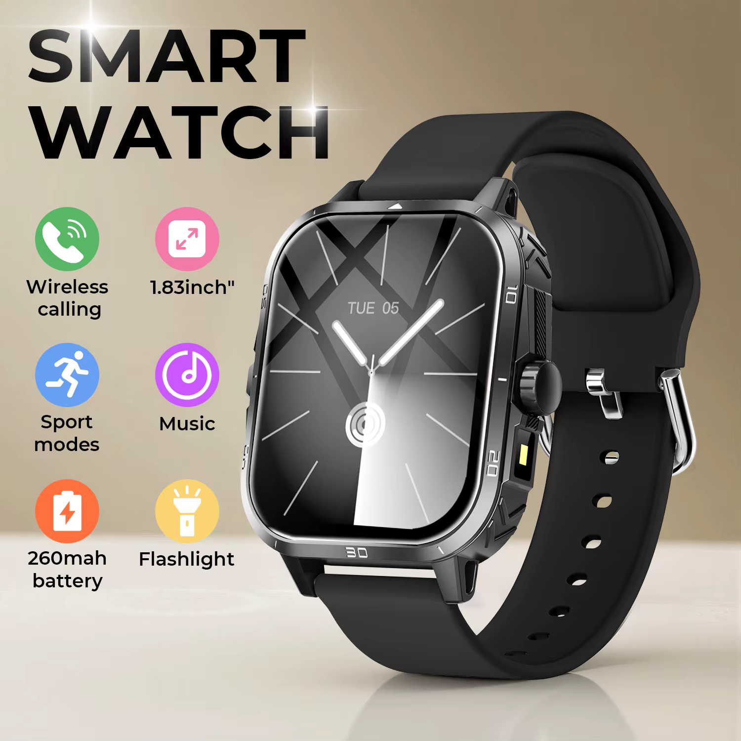 Montre connectée 2026 Bluetooth avec fonction d'appel, photographie à distance, alerte de message, h