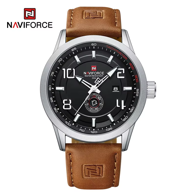 NAVIFORCE tendance montre-bracelet décontractée pour homme sport militaire bracelet en cuir résistan