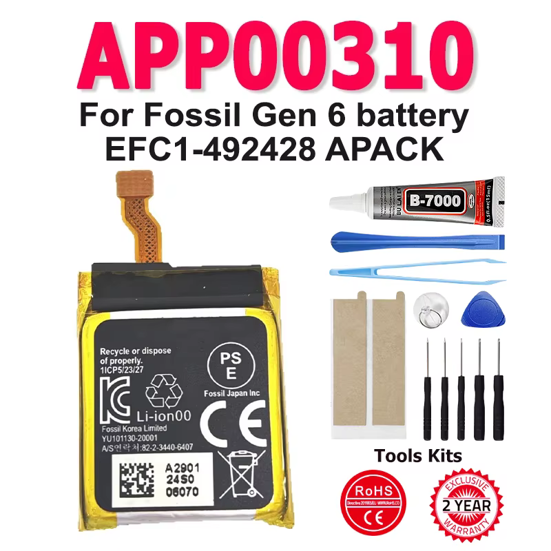 Nouvelle batterie de remplacement APP00310 pour batterie Fossil Gen 6 EFC1-492428 APACK 400mAh Bater