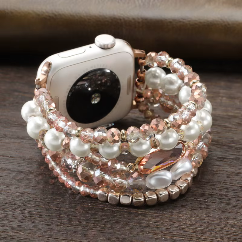 Bracelet perlé pour iWatch Ultra Series SE 10 9 8 7 6 5 4 3 2 1, bracelet pour Apple Watch femme 38m