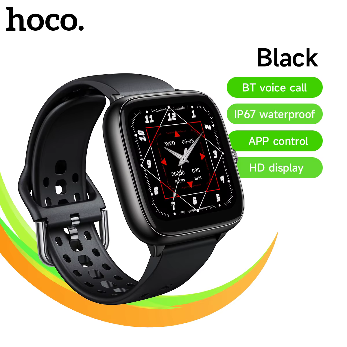 HOCO Y36 1.72 pouces TFT écran tactile Version d'appel montre intelligente fréquence cardiaque somme