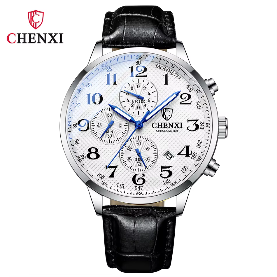 CHENXI-Montre chronographe à quartz étanche pour homme, montre-bracelet en acier inoxydable, haute q