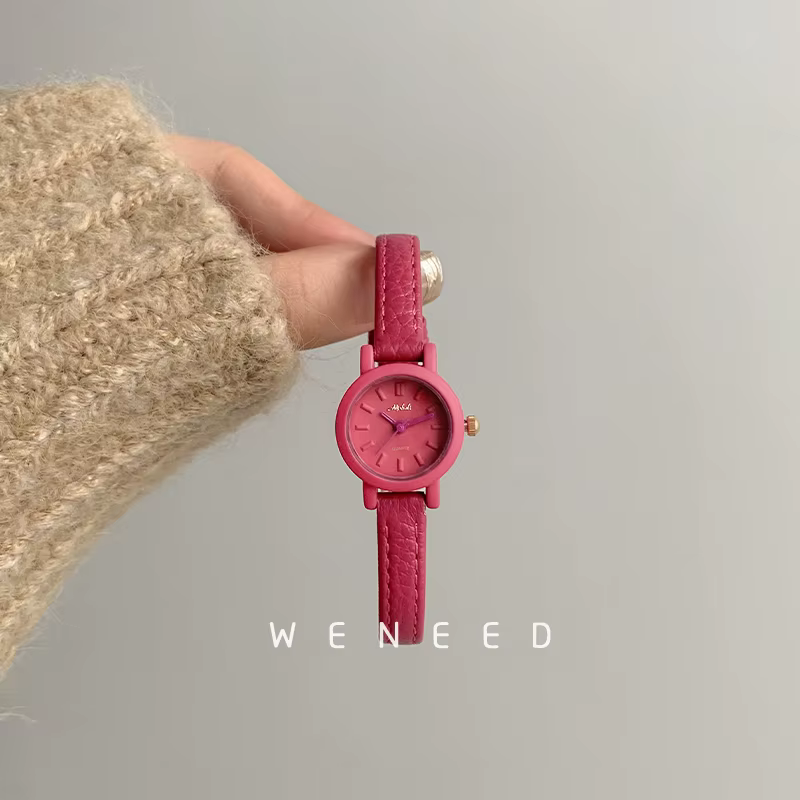 Montre-bracelet à quartz arc-en-ciel ultra fine pour femme, super petite horloge ronde, cadeau pour