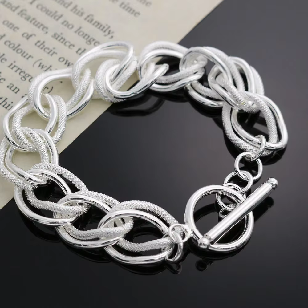 Bracelets en argent Sterling 925 pour femmes, belle chaîne à Double torsion, accessoires de fête de 