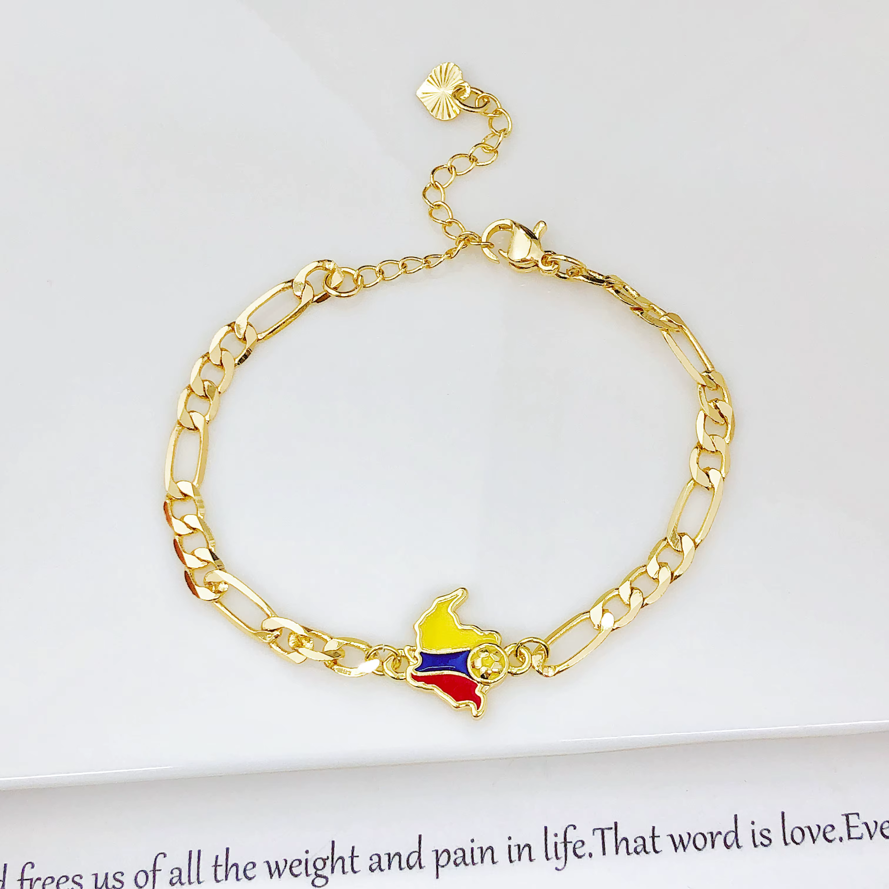 Bracelet chaîne Cuba avec drapeaux du Venezuela, de la Colombie et du Mexique pour femmes et hommes,