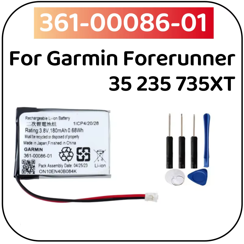 361-00086-01 batterie de montre de remplacement 361-00086-01 (180 mAh) pour Garmin Forerunner 35 235
