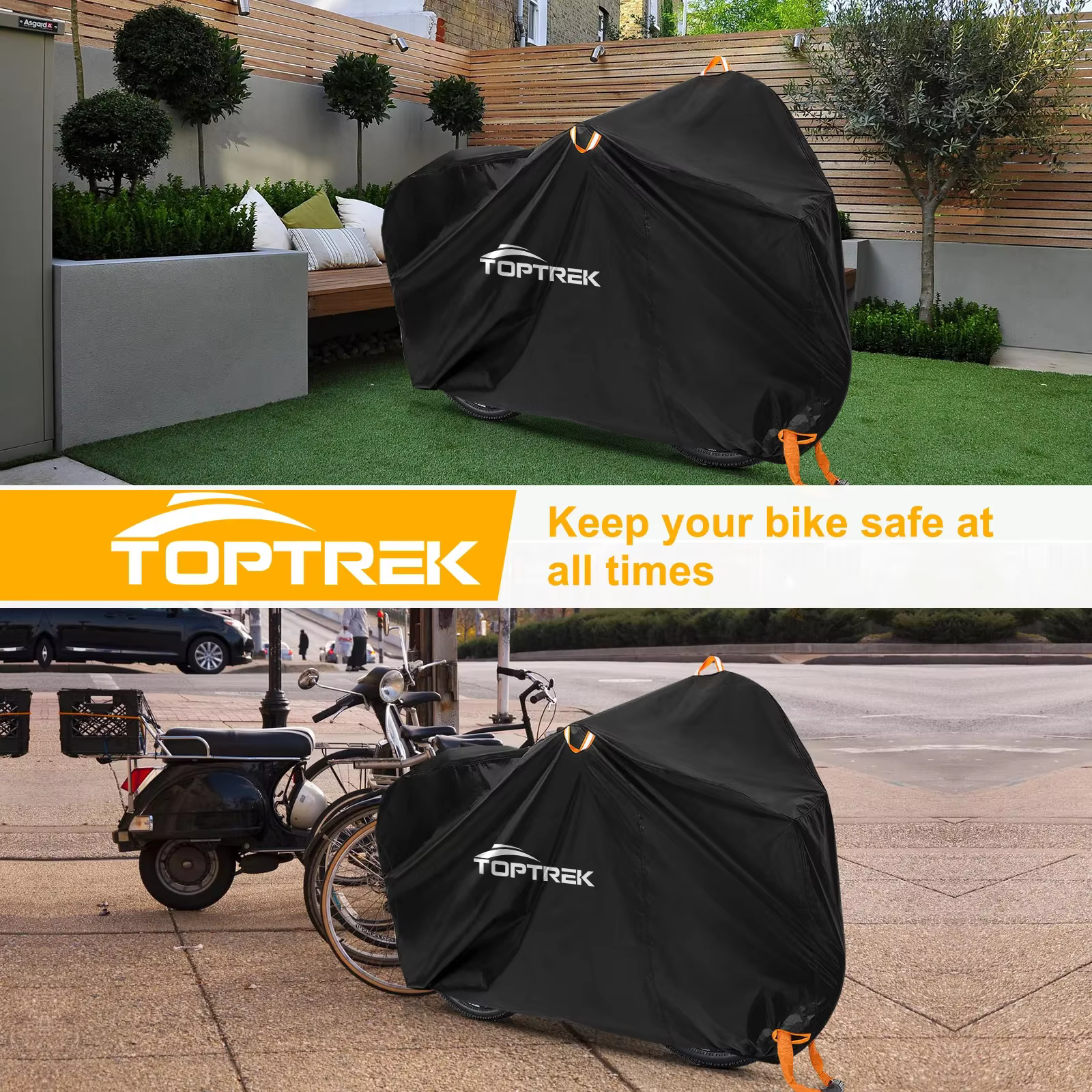 Toptrek Housse de vélo 210D Oxford Rangement extérieur Housse de vélo étanche et anti-UV avec membra