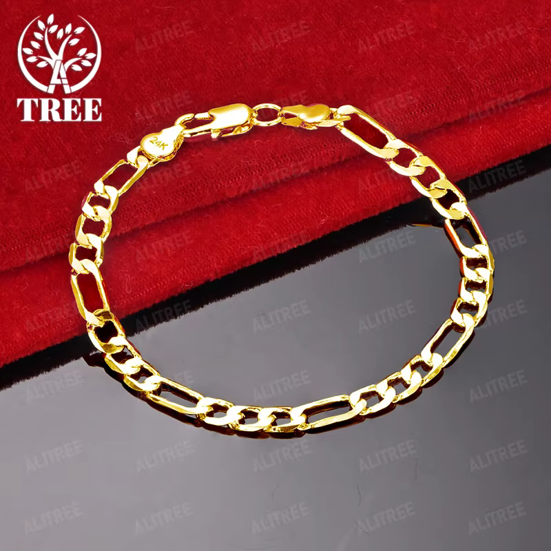 Bracelet géométrique en or 18 carats pour hommes et femmes, 6mm, accessoires cadeaux de fiançailles,