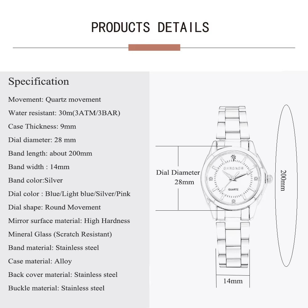 CHRONOS femmes élégantes montre de luxe dames marque de mode montre-bracelet mouvement à Quartz en a
