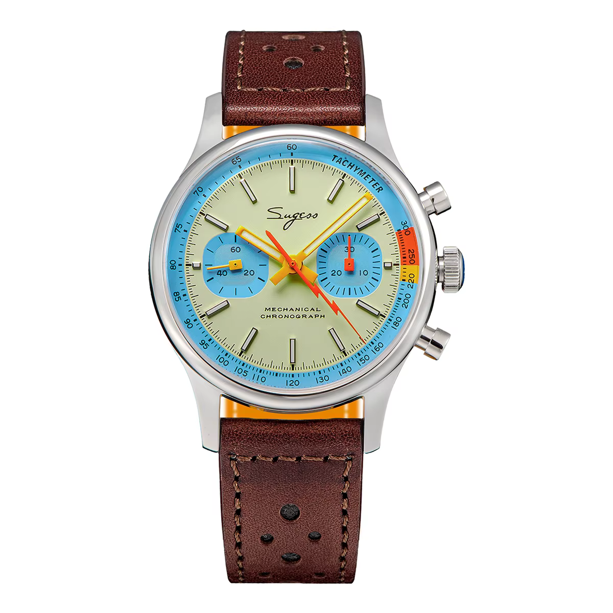 Sugess Nouvelle Montre Business Mécanique Chronographe ST1901 avec Mouvement Col de Cygne Original,