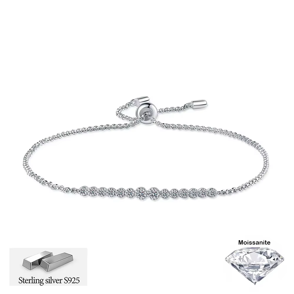 Bracelets en argent sterling S925 incrustés de moissanite VVS1, sertis de diamants ronds de 0,24 car