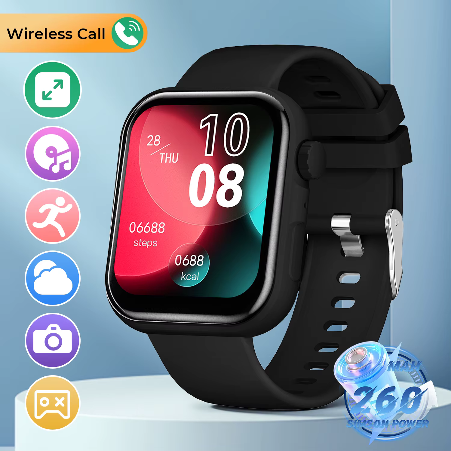 Nouvelle Montre Connectée Multilingue avec Fond d'écran Personnalisable, Appel Bluetooth, Caméra à D