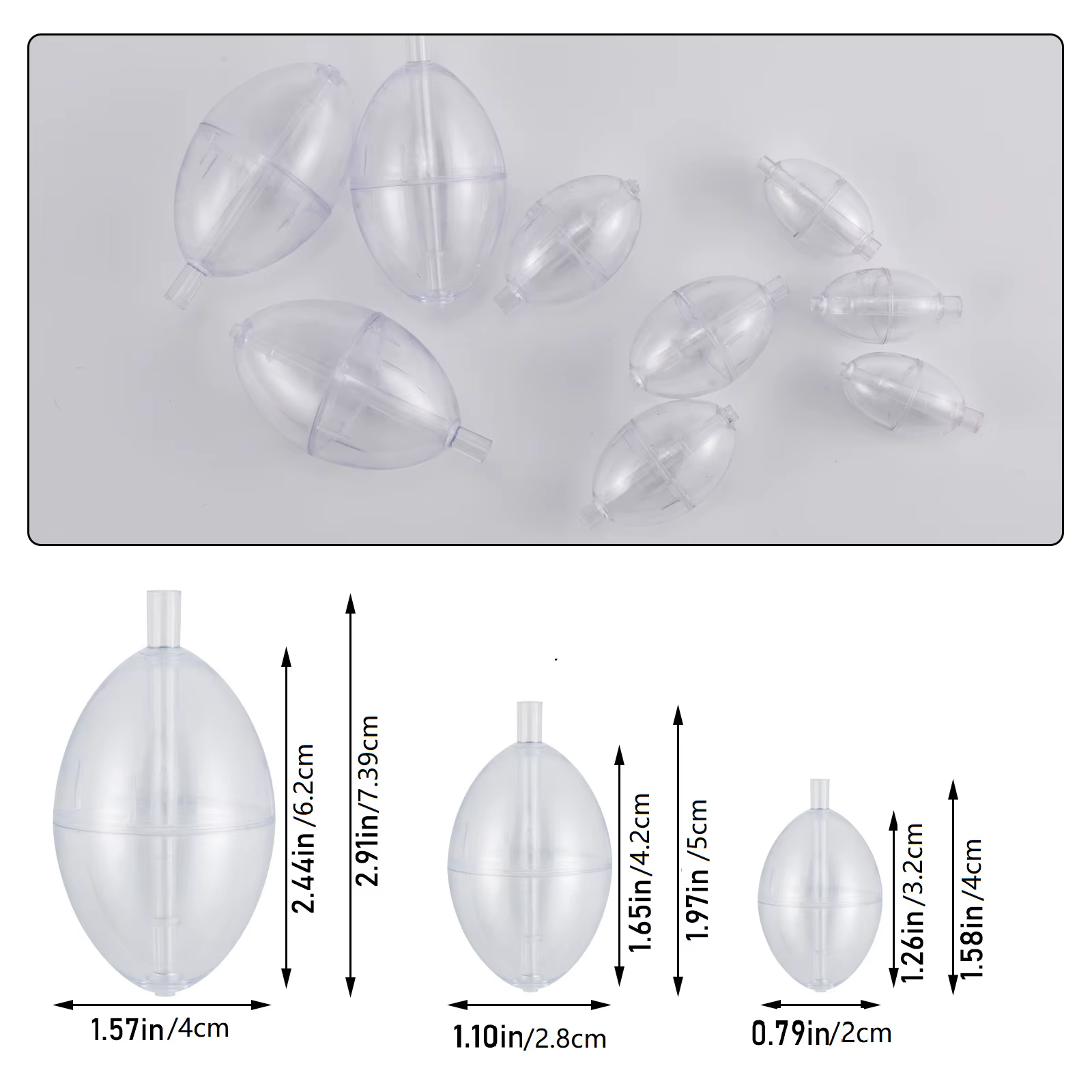 5 pièces pêche clair flotteur bouée Slip Bobber greve indicateur PVC plastique ovale flotteur Slip f