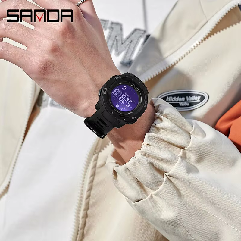 SANDA marque hommes montres sport podomètre Calories 50 M LED étanche montre numérique montre-bracel