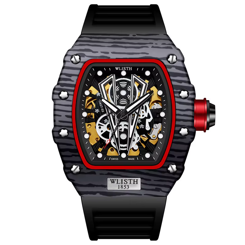Montres mécaniques à mouvement automatique pour hommes montres mécaniques étanches bracelet en Silic
