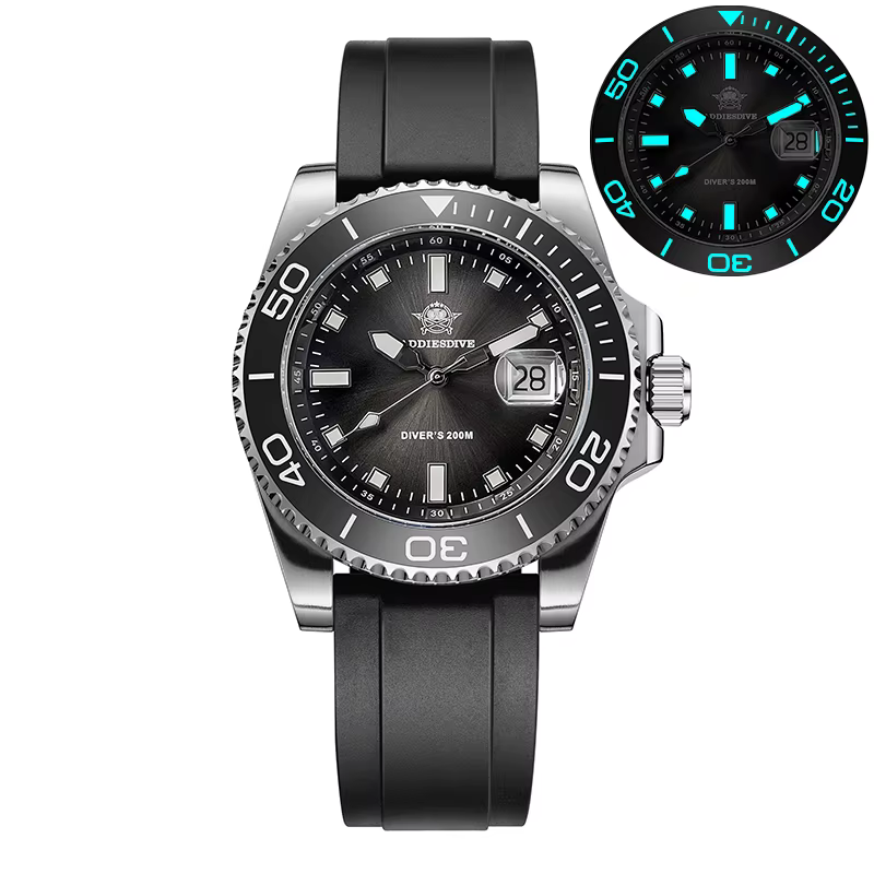ADDIESDIVE Montre pour homme, montre de plongée à quartz en acier inoxydable, 200M, super lumineuse,