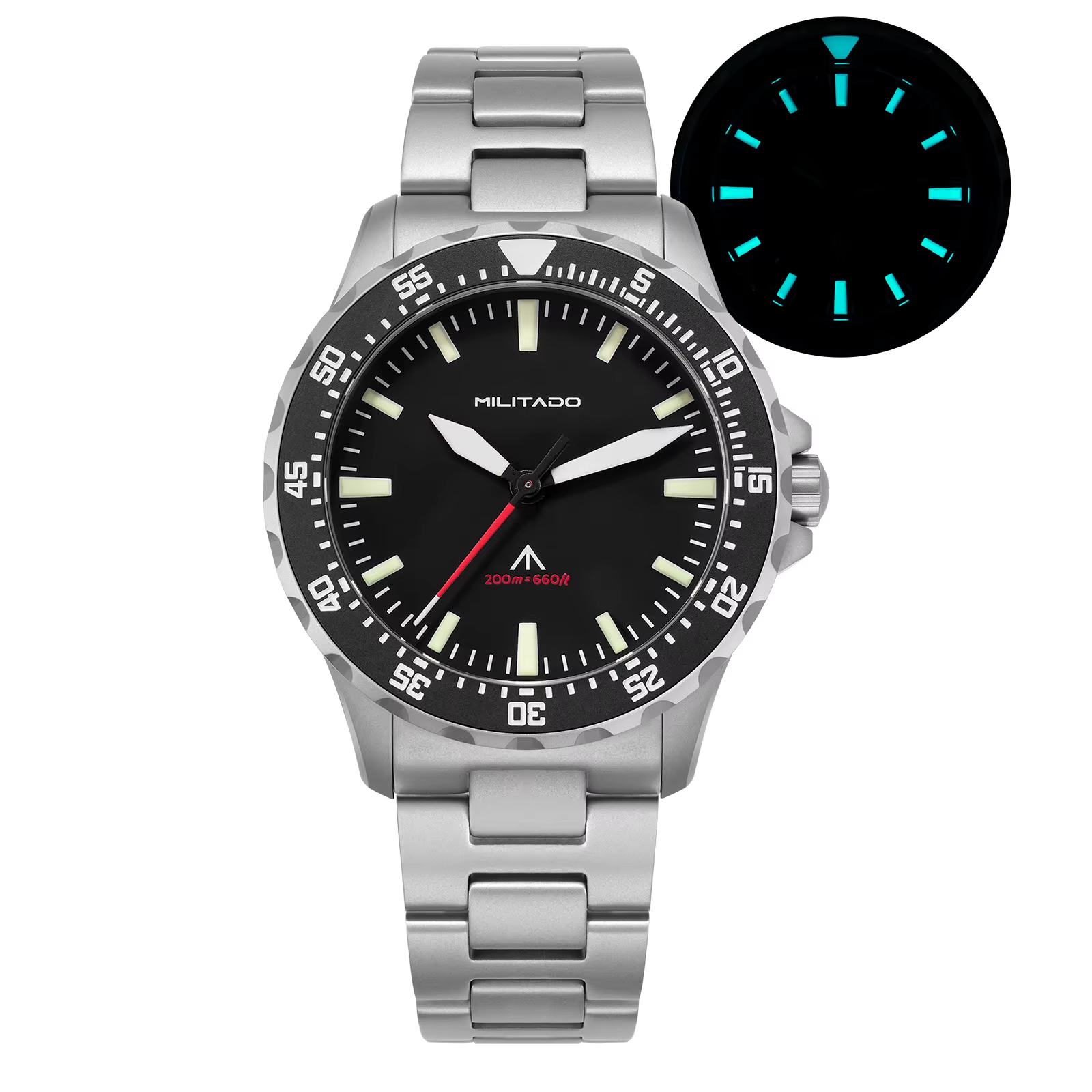 Militado – montre de plongée ML16 39mm, cristal saphir, résistant à l'eau à 200M, lunette en céramiq