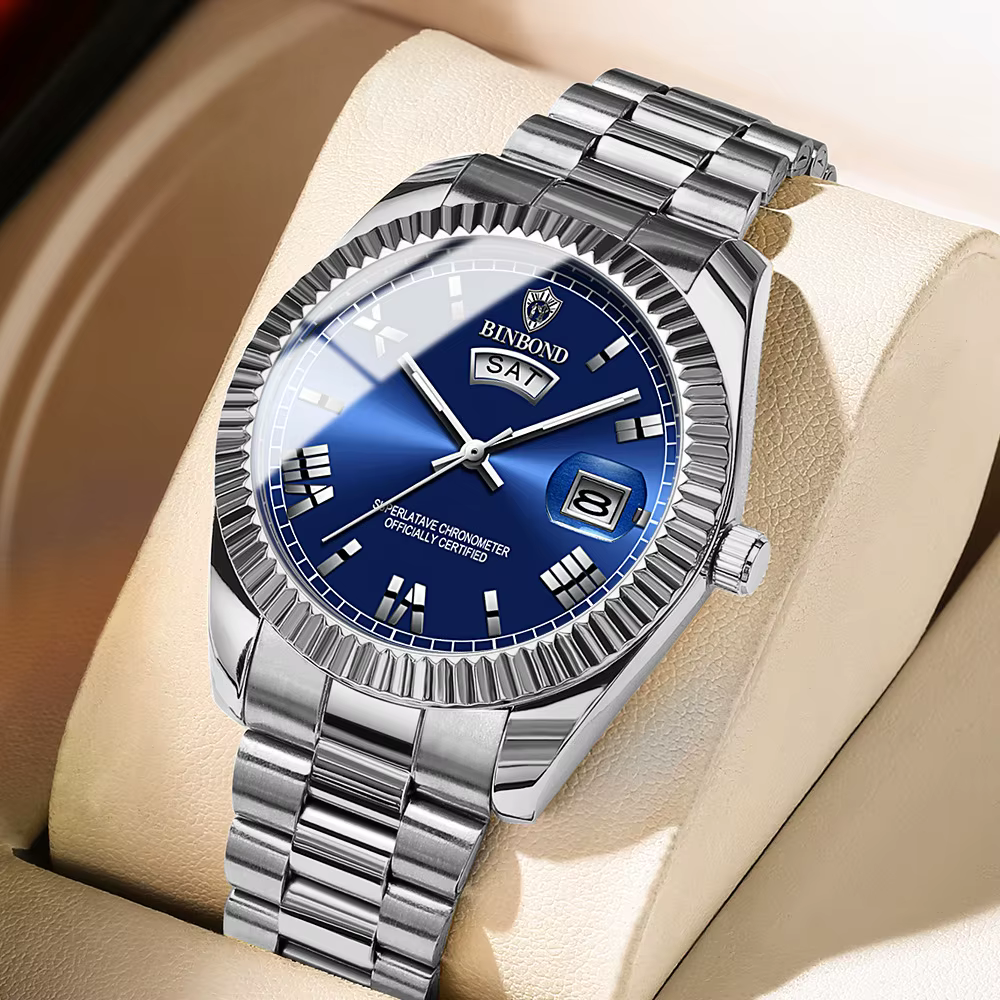 BINBOND marque hommes affaires sport montre à Quartz classique étanche calendrier lumineux horloge c