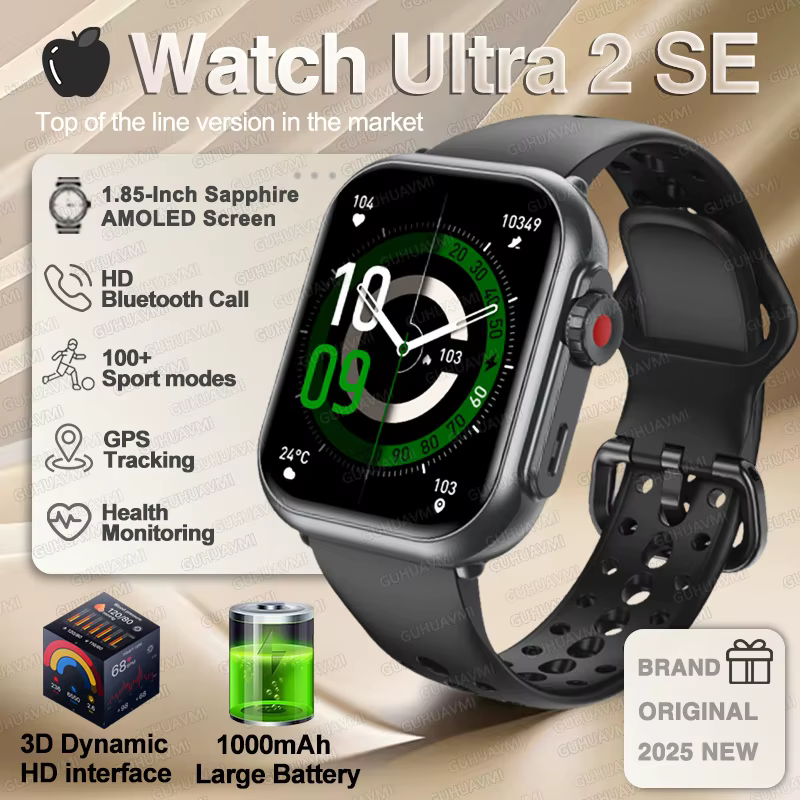 Pour montre IOS Ultra 2 SE hommes femmes Bracelet intelligent 1000mAh batterie GPS AMOLED affichage 