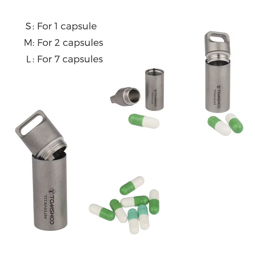 Tomshoo – Mini boîte à pilules de rangement étanche et scellée en titane, étui de parfum, pendentifs