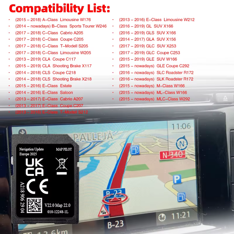 Carte SD GPS Map Pilot Europe Sat Nav 2026 Star1 V22 A2189062904 pour Mercedes Garmin A B C E M ML M