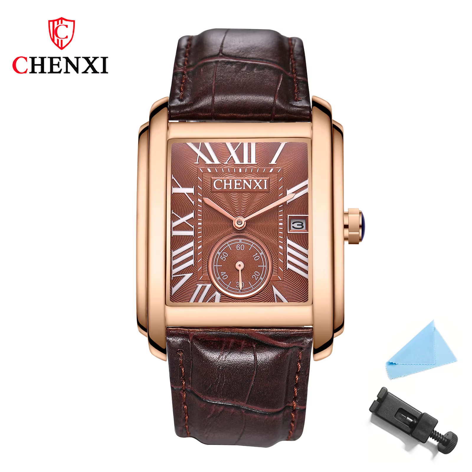 CHENXI-Montre à quartz avec bracelet en cuir pour homme, montre-bracelet classique, affaires, date c