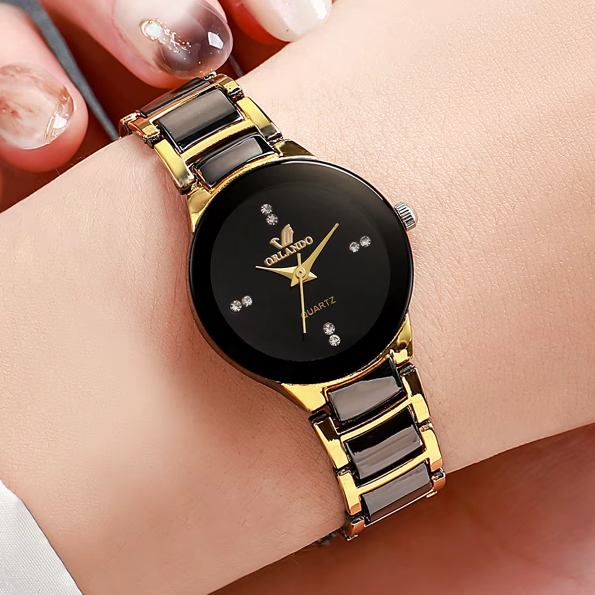 Montre à quartz en acier inoxydable pour hommes et femmes, montres-bracelets d'affaires, mode couple