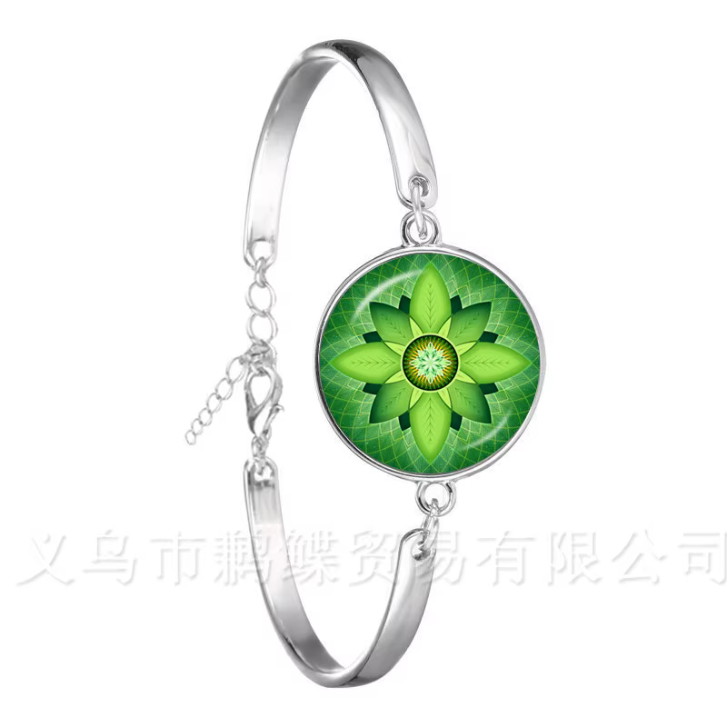 Bracelet Mandala fleur de vie pour femmes, bijoux Cabochon, à motif élégant et complexe, chaîne rond