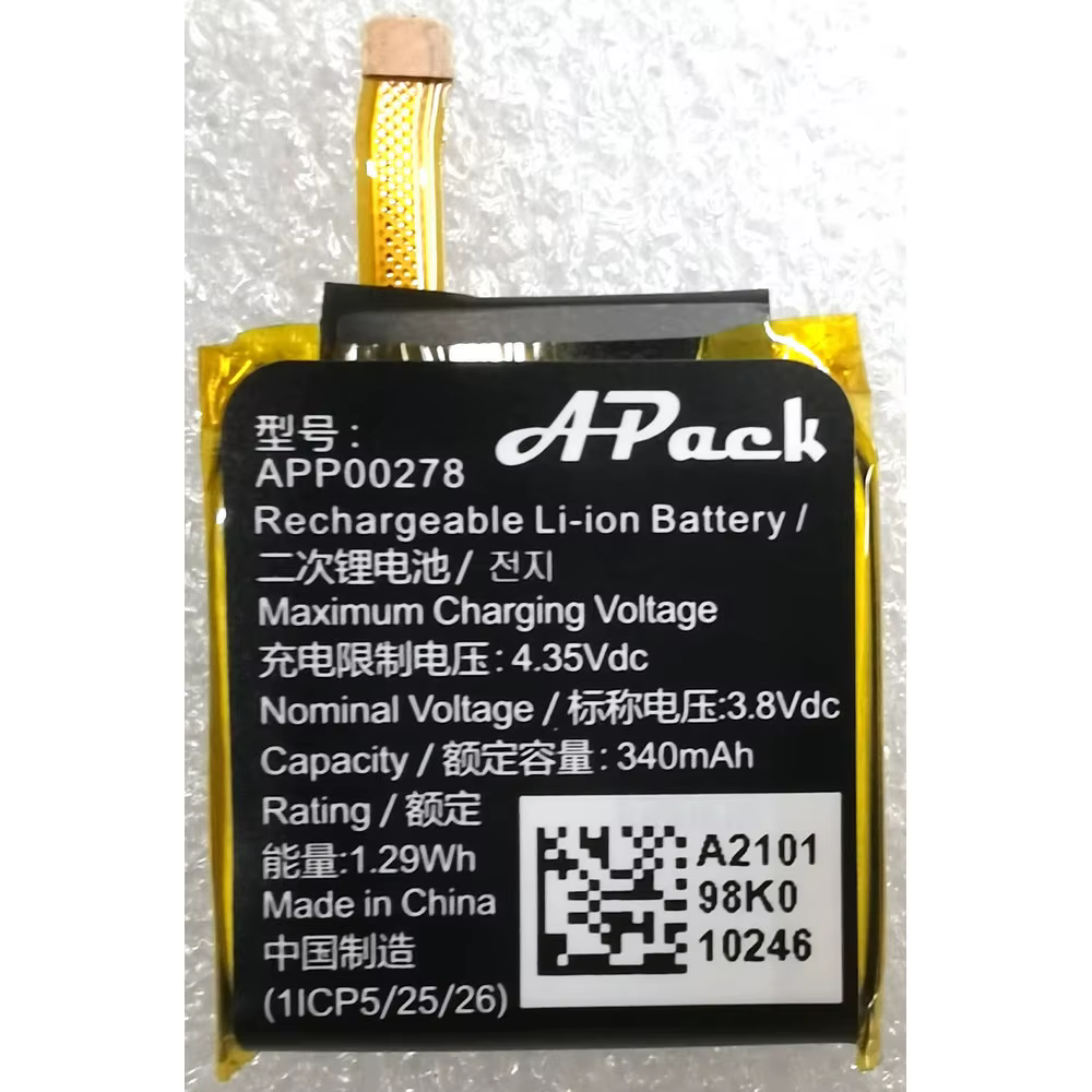 APACK APP00278 batterie de montre intelligente de remplacement d'origine 3.8V 340mAh 1ICP5/25/26