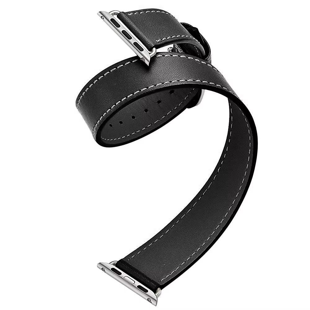 Bracelet Double Tour pour Apple Watch Band, Bracelet Cuir, iWatch Series 5, 3, SE, 6, 7, 8, 9, Ultra