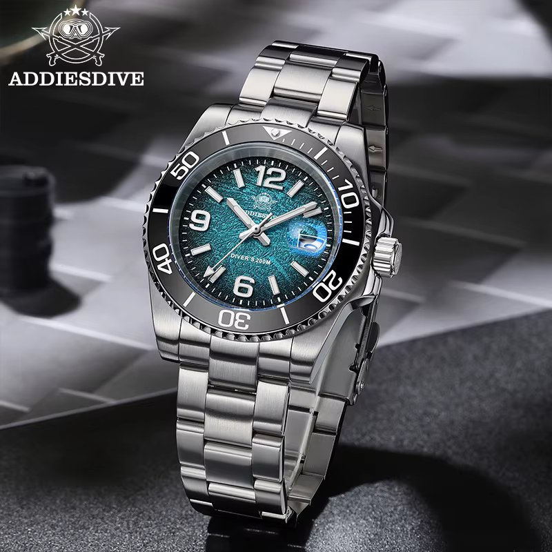 ADDIESDIVE 41mm montre de plongée pour hommes AD2513 200m étanche en acier inoxydable 316L montre-br