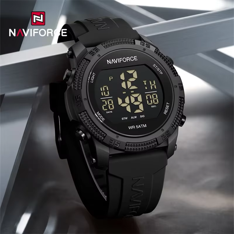 NAVIFORCE NF7104 Montre électronique numérique LCD décontractée avec alarme de date et de semaine po