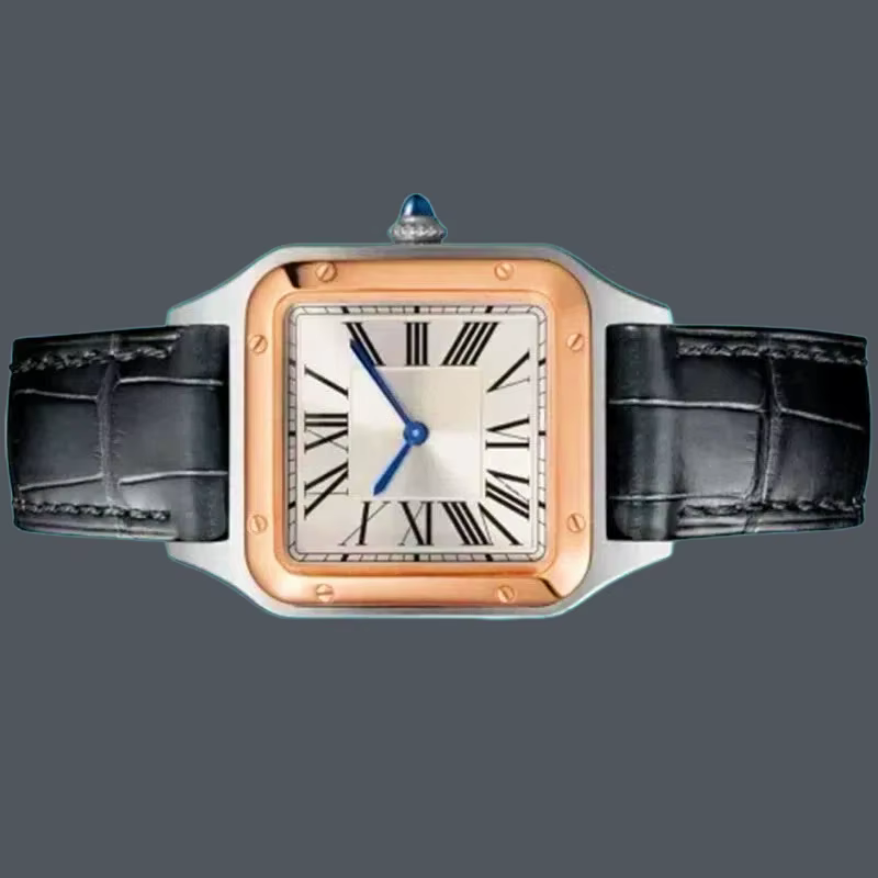 2026 mens women watch quartz couple rose gold black white rome dial lover leather blue