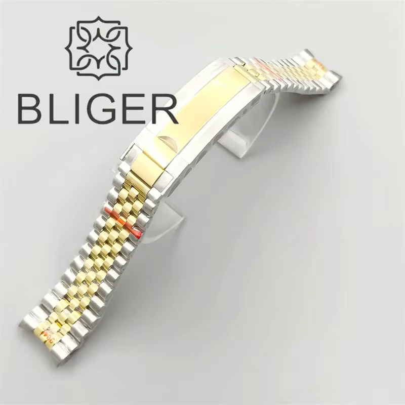 BLIGER-Bracelet de montre en acier inoxydable 904L, maillon d'extrémité incurvé, bracelet jubilé, ar