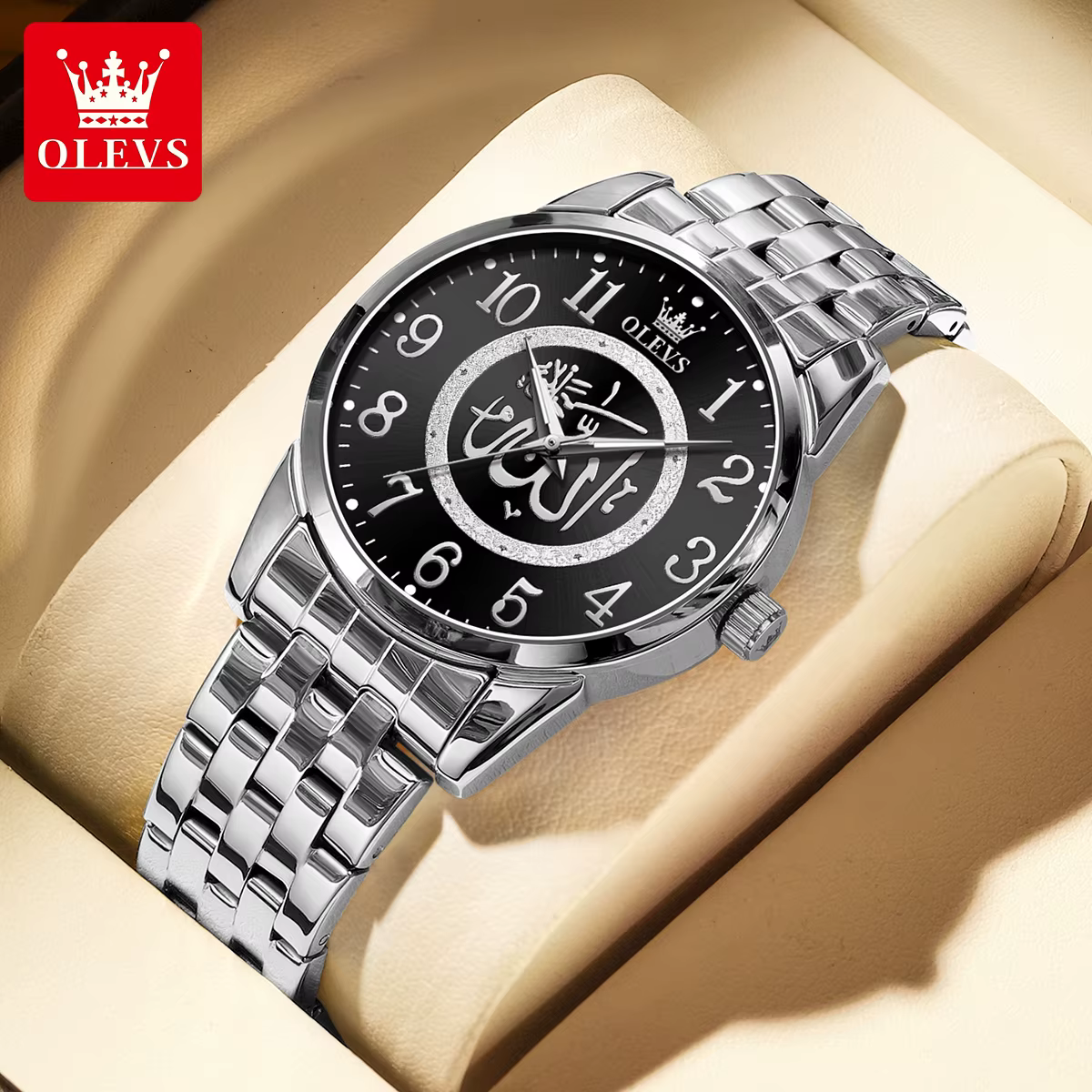 OLEVS-Montre à quartz étanche en acier inoxydable pour homme, marque de luxe, classique, minimaliste
