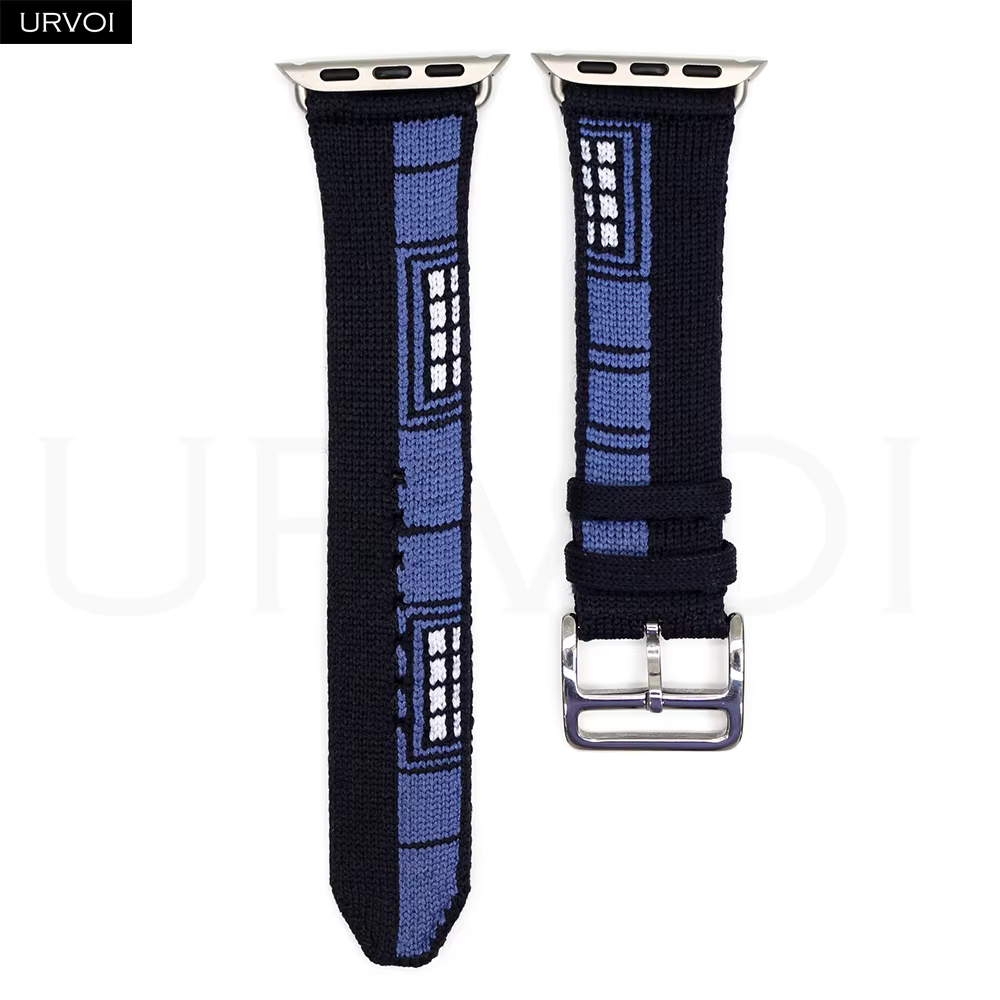 URVOI Faubourg Party Single Tour Band pour Apple Watch Series 11 10 9 SE3 Bleu Nuit bracelet en tric