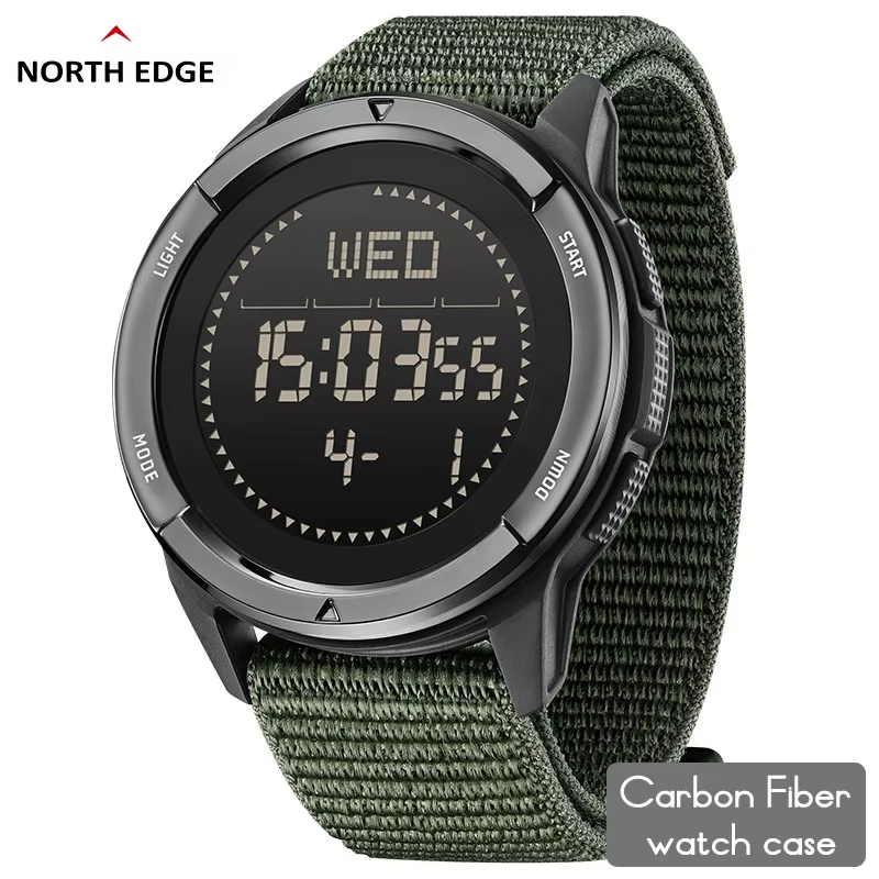 NORTH EDGE ALPS montre numérique en fibre de carbone pour hommes choc militaire sport boussole extér