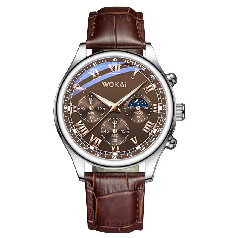 2025 montre pour hommes chronographe Phase de lune motif lumineux haut de gamme Sport homme montre-b
