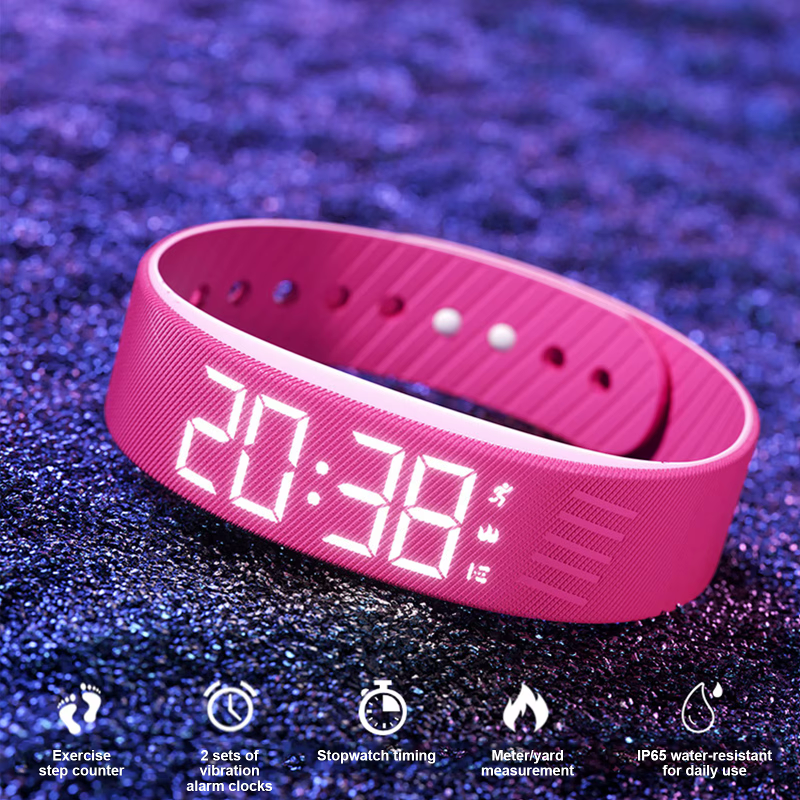    Bracelet intelligent avec alarme vibrante, podomètre, compteur de pas, alarme vibrante silencieu