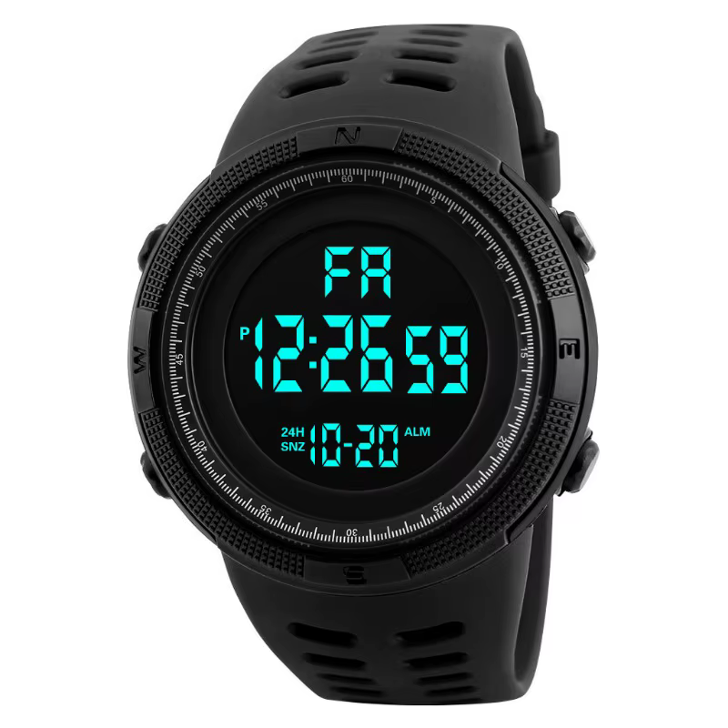 Montre de sport lumineuse multifonctionnelle d'extérieur, montre électronique LED tendance pour homm