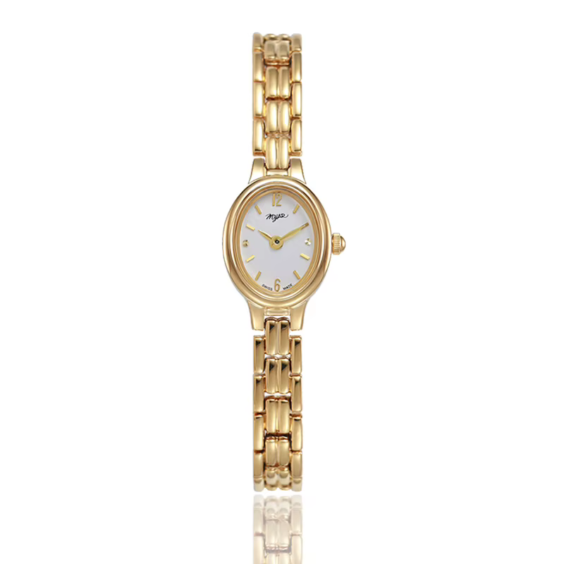 Montre à quartz pour femmes et filles, cadran doré, acier inoxydable, petite taille, nouvelle montre
