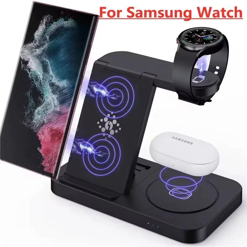 Support de chargeur de montre de téléphone intelligent sans fil 4 en 1, pliable, pour Samsung S23 S2