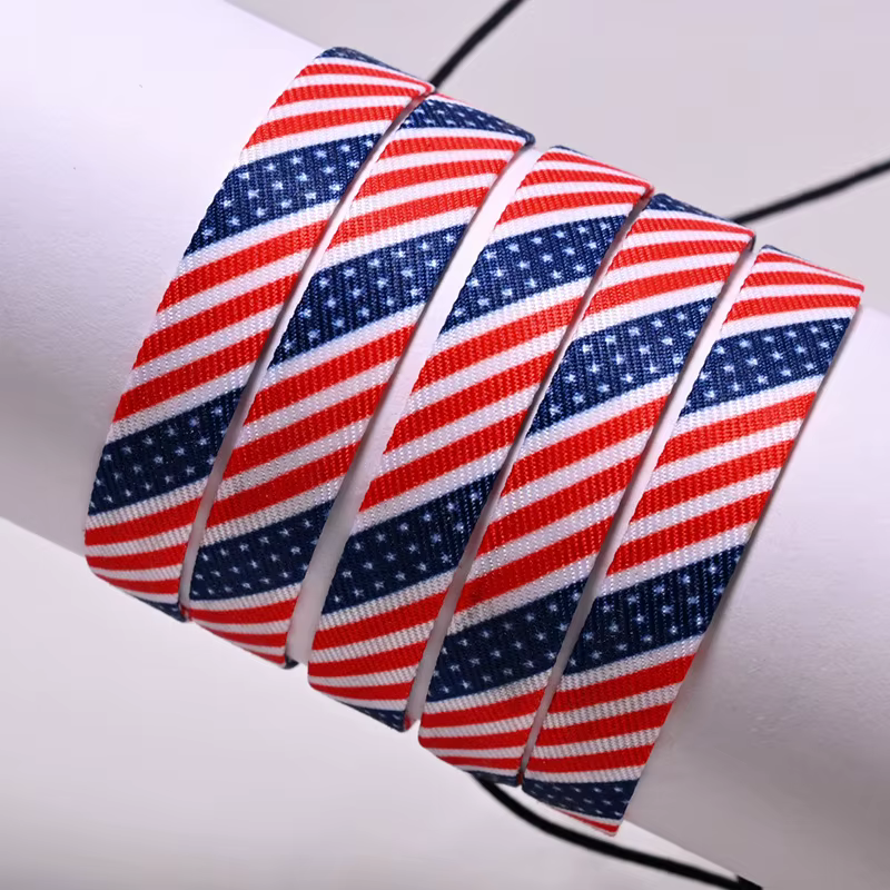 Bracelet en tissu tressé à la main avec drapeau national américain, tissage du jour de l'indépendanc