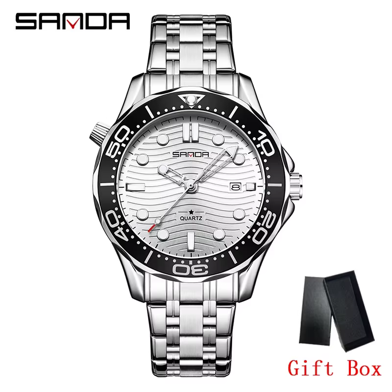 SANDA – montre à Quartz pour hommes, nouvelle mode, calendrier, étanche, échelle lumineuse, luxe, br
