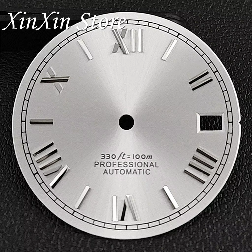Cadran de montre Sunburst 28,5 mm NH35 avec chiffres romains et aiguilles, accessoires de montre mod