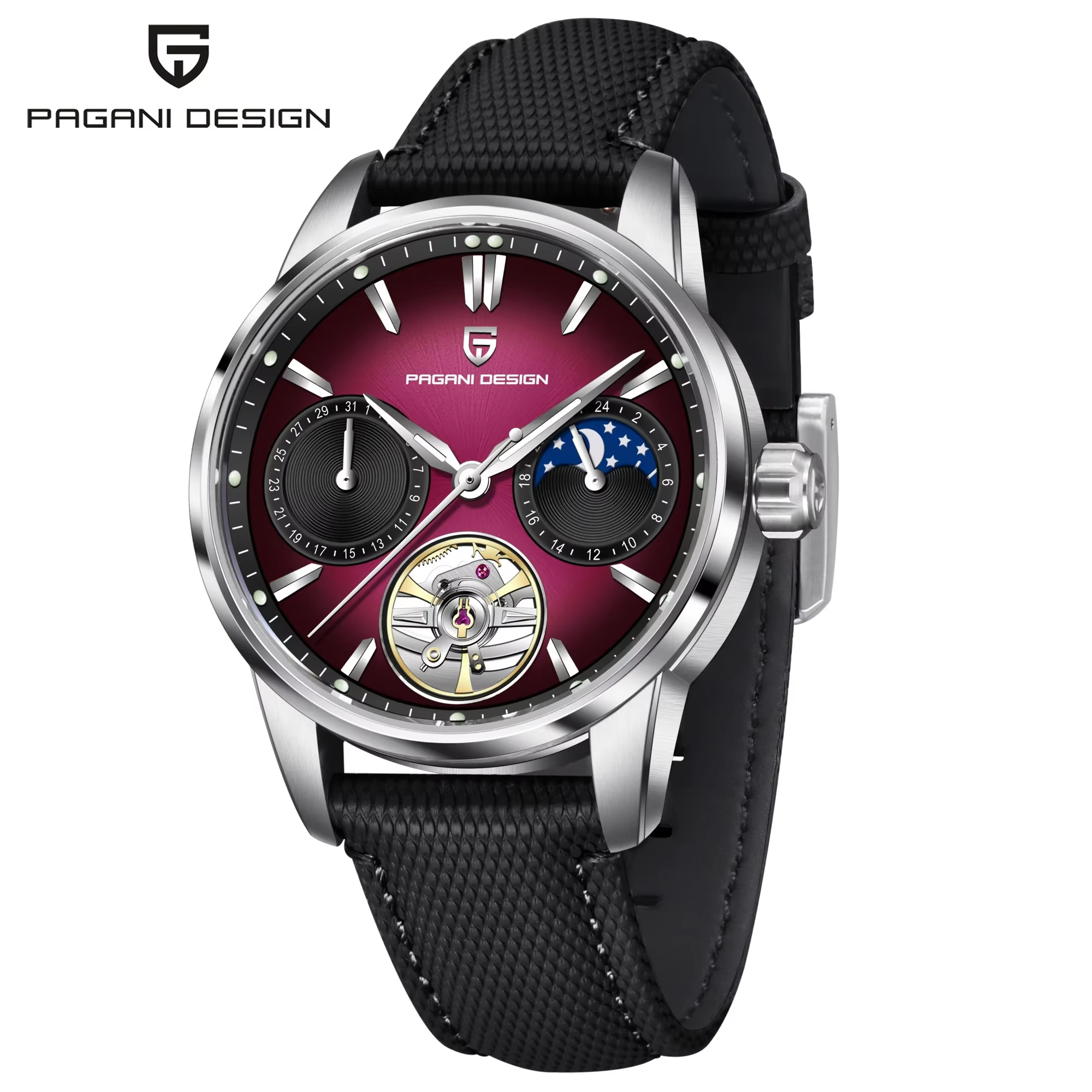 PAGANI DESIGN 2025 PD-YS021 montre mécanique de luxe pour hommes coeur ouvert Tourbillon phase de lu