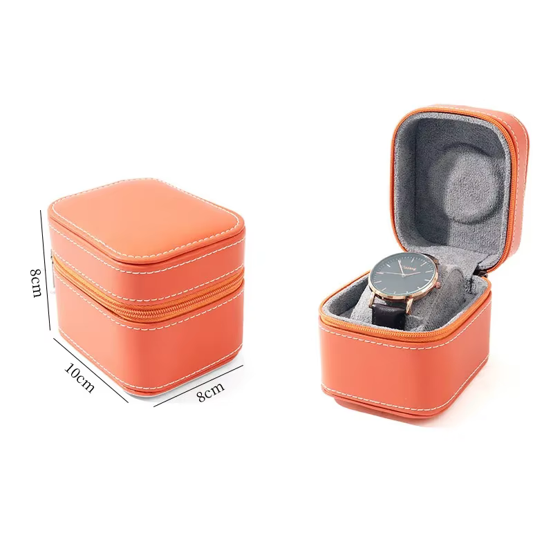 Boîtier de montre unique en cuir PU, étui de voyage avec coussin amovible, mallette de rangement de