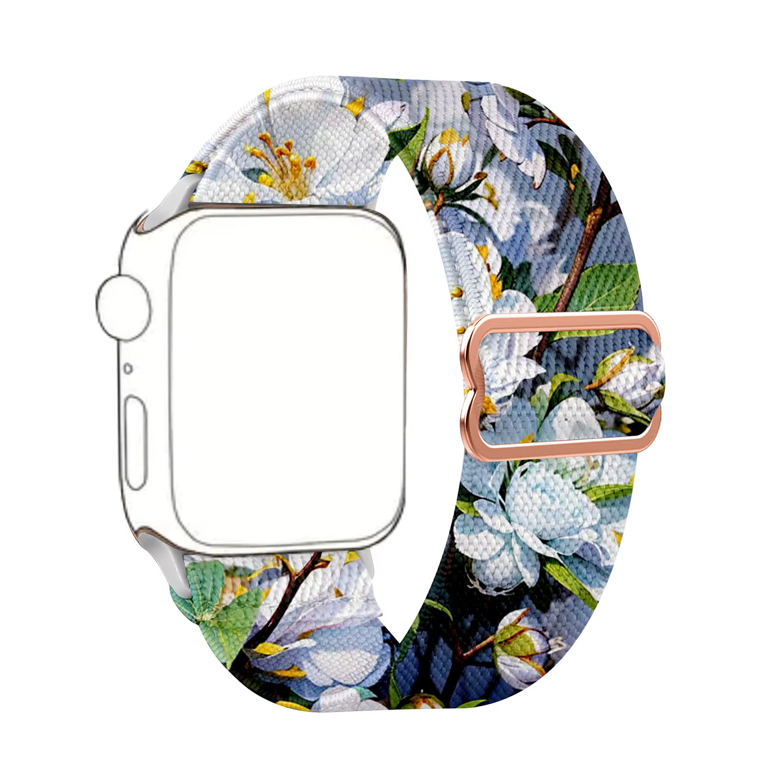 Bracelet Nylon à Motif Fleuri Peint pour Apple Watch 38-49mm - Sangle Respirante avec Fermoir Coulis
