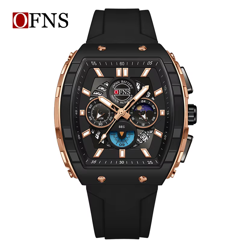 Montres chronographes multifonctions pour hommes, montres-bracelets à quartz pour hommes, horloge de